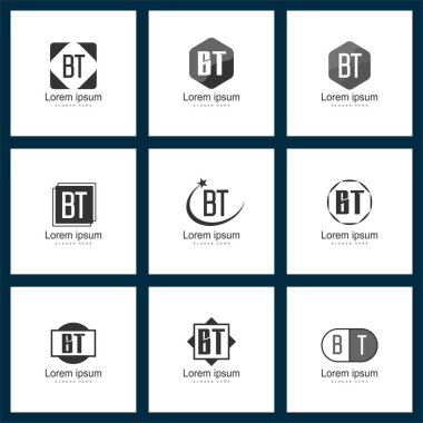 Mektup logo kümesi. İlk Bt Logo şablonu vektör tasarımı
