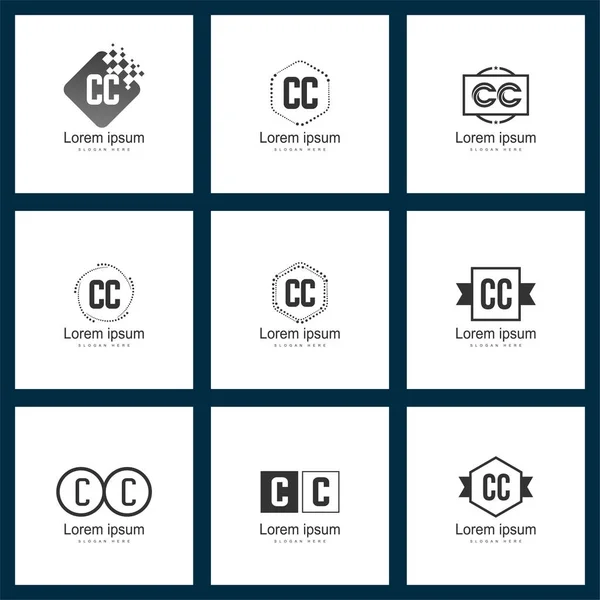 Σύνολο Λογότυπο Επιστολή Εικονογράφηση Διάνυσμα Πρότυπο Λογότυπο Αρχική — Διανυσματικό Αρχείο