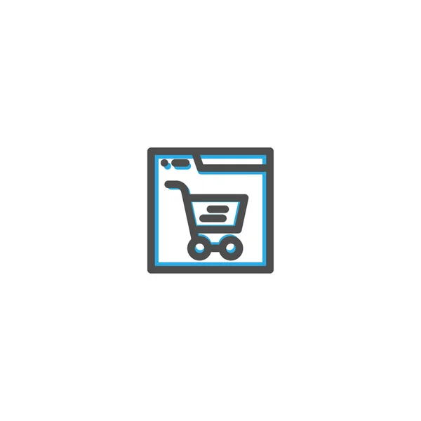 Carrinho de compras Icon Line Design. E Ilustração do vetor do ícone do comércio — Vetor de Stock