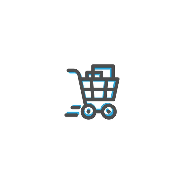 Carrinho de compras Icon Line Design. E Ilustração do vetor do ícone do comércio — Vetor de Stock