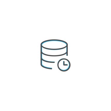 Veritabanı simgesi tasarım. Etkileşim simgesi çizgi vektör çizim