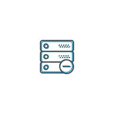 Sunucu simgesi tasarım. Etkileşim simgesi çizgi vektör çizim