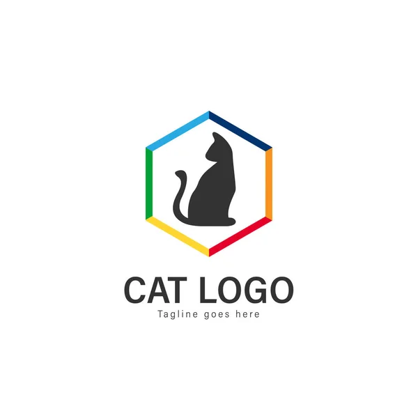 Векторный дизайн логотипа Cat. современный шаблон логотипа кота изолированы на белом фоне — стоковый вектор