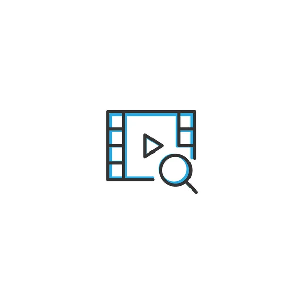 Diseño del icono del reproductor de vídeo. Icono de interacción línea vector ilustración — Vector de stock