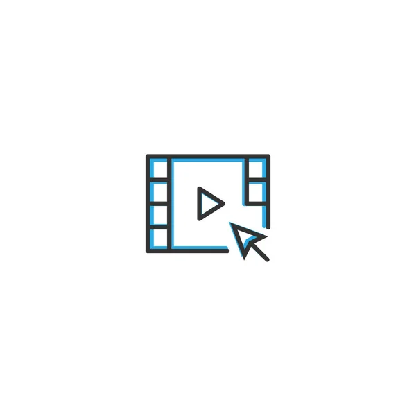 Video Player ikon design. Interaktion ikonen linje vektorillustration — Stock vektor
