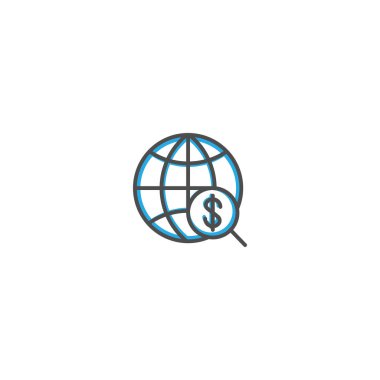 Internet simgesi tasarım. Pazarlama simgesi çizgi vektör çizim