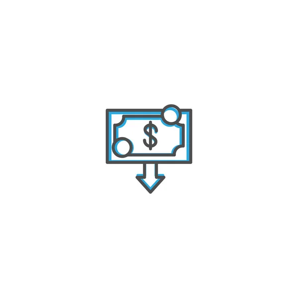 Geld pictogram ontwerp. Marketing pictogram lijn vectorillustratie — Stockvector