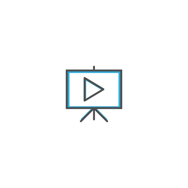 Дизайн піктограми презентації. Фотографія та відео значок лінії Векторні ілюстрації — стоковий вектор