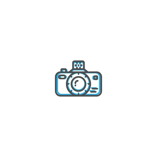 Foto-Kamera-Icon-Design. Fotografie und Video Icon Line Vektor Illustration — Stockvektor