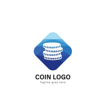 Madeni para logo şablonu tasarım. Modern çerçeve vektör tasarım logolu jeton