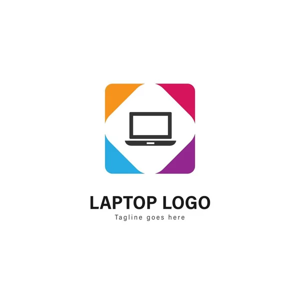 Laptop tasarım şablonu. Modern çerçeve vektör tasarım logolu dizüstü bilgisayar — Stok Vektör