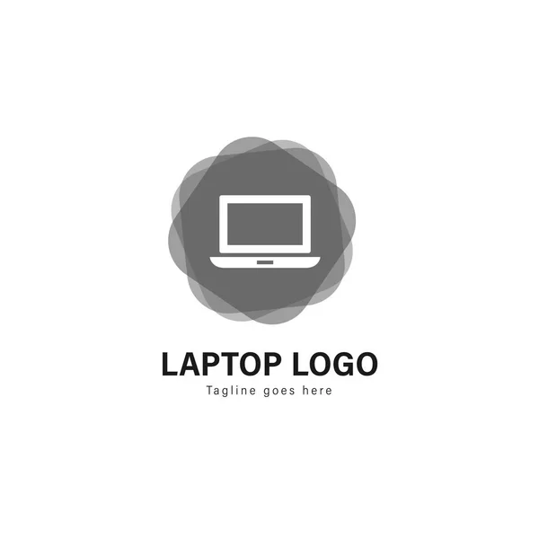 Design del modello di computer portatile. Logo del computer portatile con design vettoriale telaio moderno — Vettoriale Stock