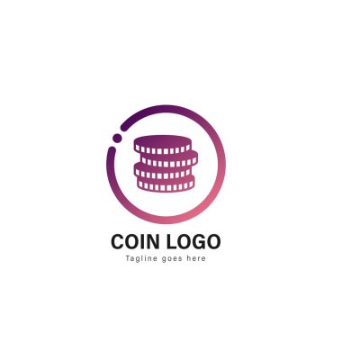 Madeni para logo şablonu tasarım. Modern çerçeve vektör tasarım logolu jeton