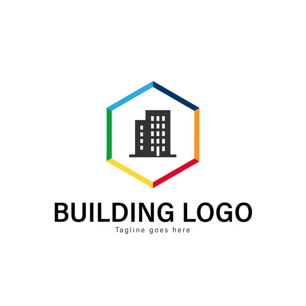 Logotyp mall Byggnadsdesign. Byggnaden logotyp med moderna ram vektor design — Stock vektor