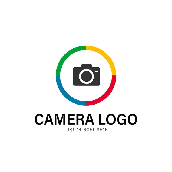 Modèle de logo appareil photo design. Logo de la caméra avec design vectoriel cadre moderne — Image vectorielle