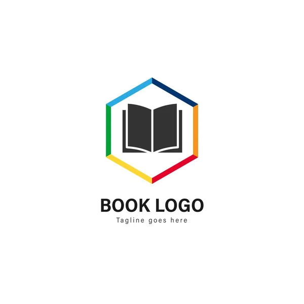 Boek logo sjabloonontwerp. Boek logo met moderne frame vector design — Stockvector