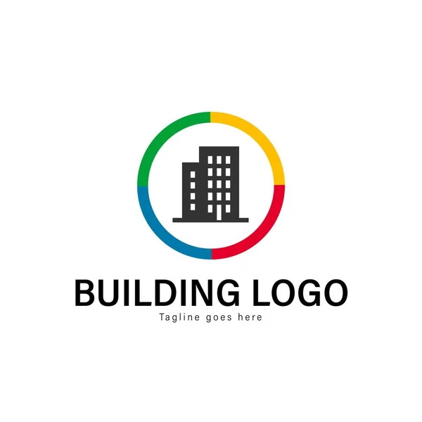Diseño de plantilla de logotipo de construcción. Logo del edificio con diseño de vectores de marco moderno — Vector de stock