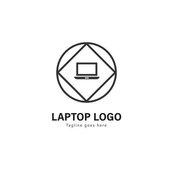 Design de modelo de laptop. Logotipo de laptop com design de vetor de quadro moderno —  Vetores de Stock