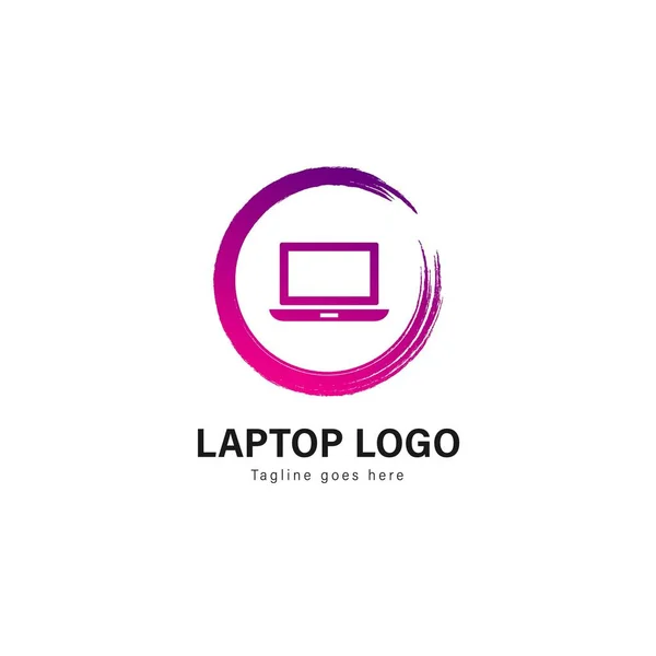 Design del modello di computer portatile. Logo del computer portatile con design vettoriale telaio moderno — Vettoriale Stock