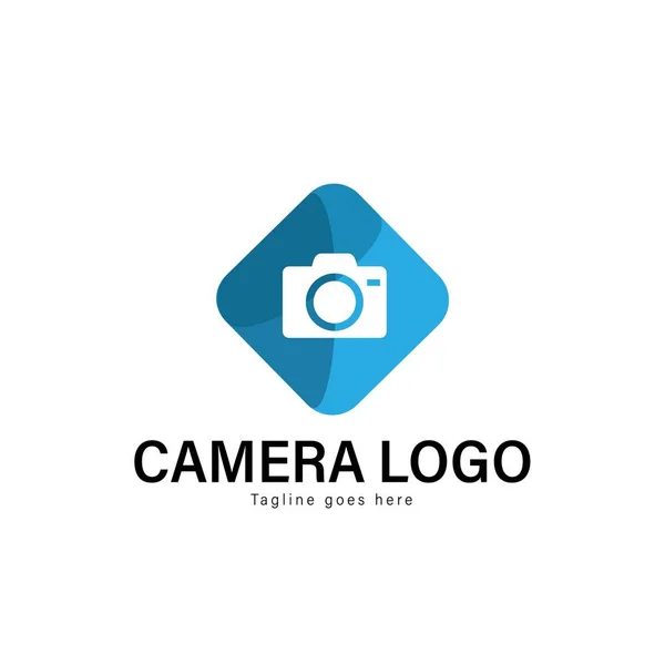 Progettazione modello logo della fotocamera. Logo della fotocamera con design vettoriale telaio moderno — Vettoriale Stock