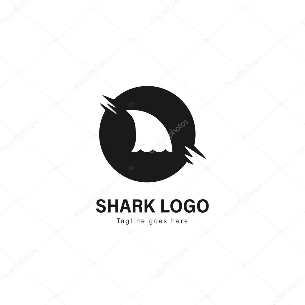 Shark logo template design. Shark logo with modern frame isolated on white background