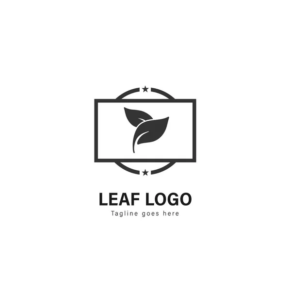 Design des Logo-Blattes. Blattlogo mit modernem Rahmenvektordesign — Stockvektor