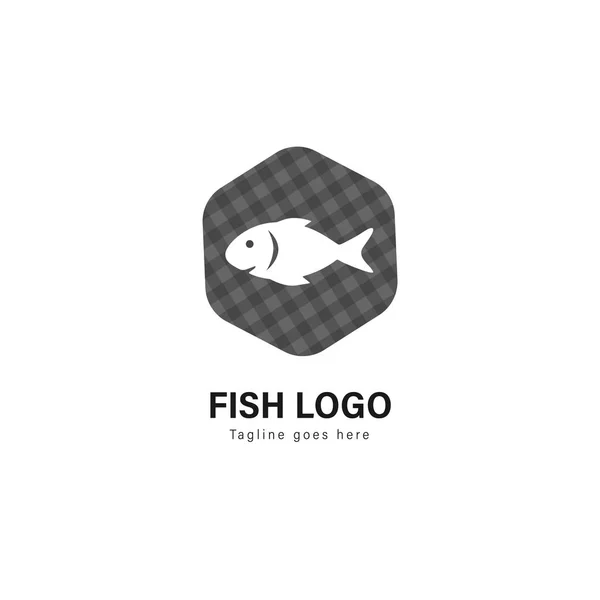 Diseño de plantilla de logotipo de pescado. Logo de pescado con diseño de vectores de marco moderno — Vector de stock