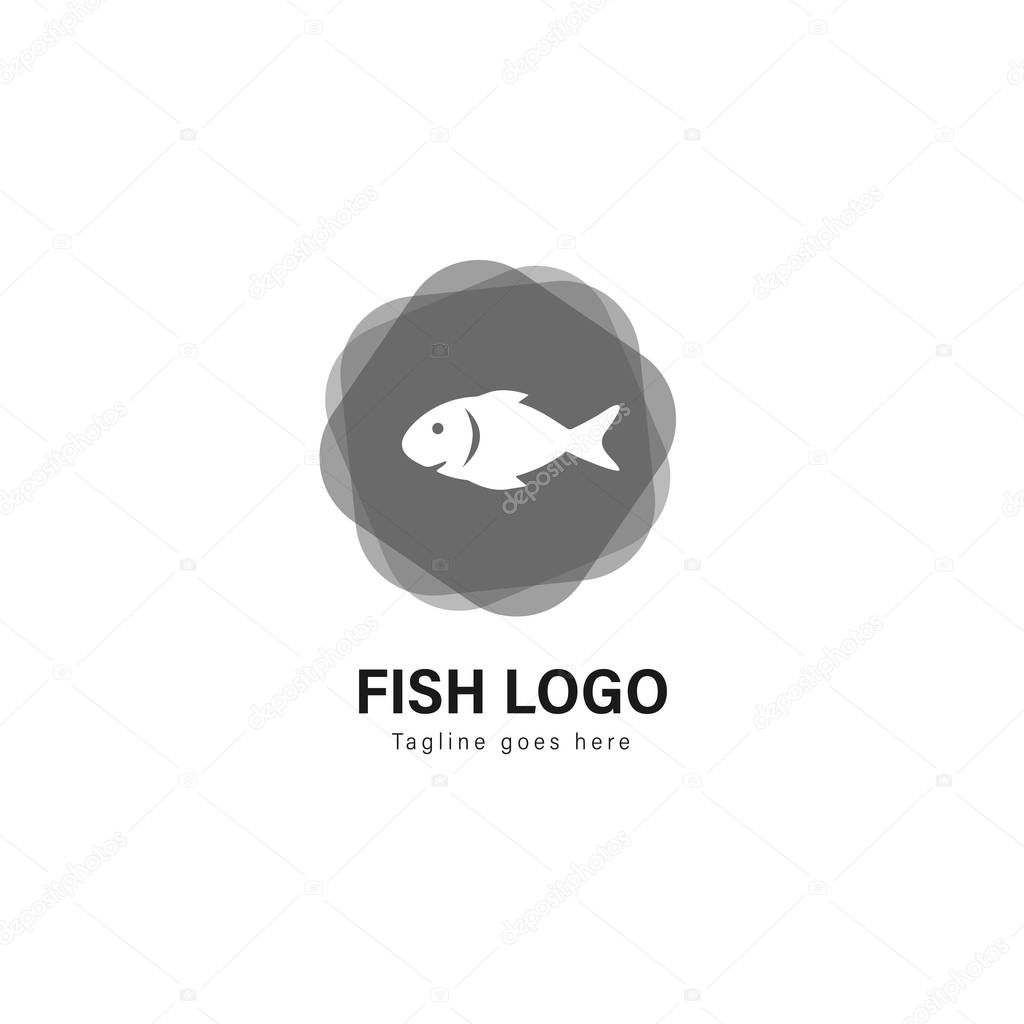 Fish logo template design. Fish logo with modern frame isolated on white background