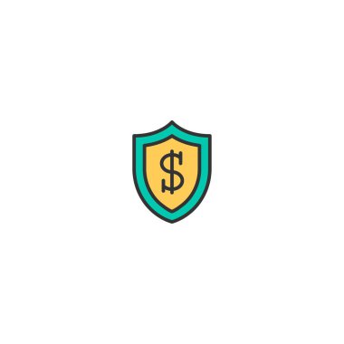 Kalkan simgesi tasarım. Pazarlama simge vektör tasarımı