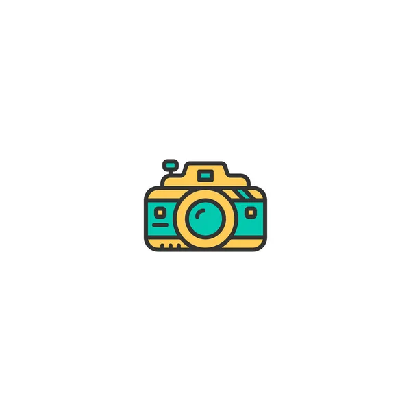 Diseño del icono de la cámara fotográfica. Fotografía y video icono de diseño de vectores — Vector de stock