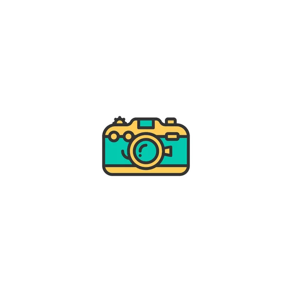 Diseño del icono de la cámara fotográfica. Fotografía y video icono de diseño de vectores — Vector de stock