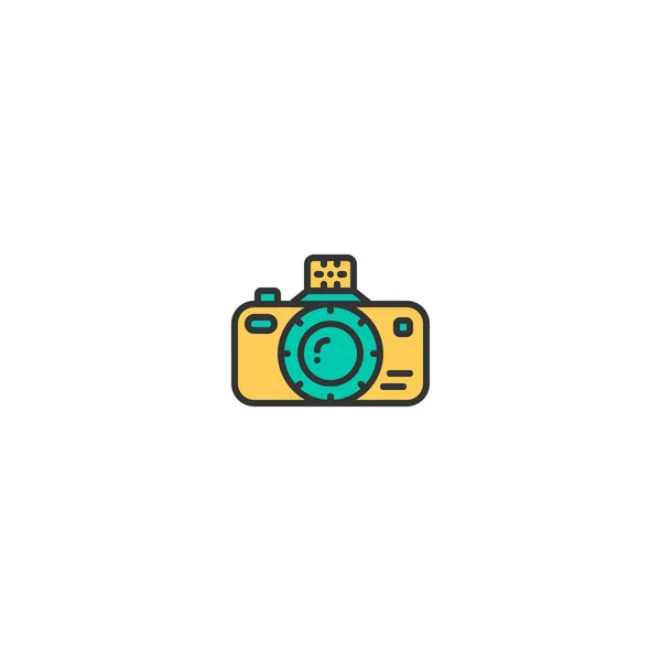 Diseño del icono de la cámara fotográfica. Fotografía y video icono de diseño de vectores — Vector de stock