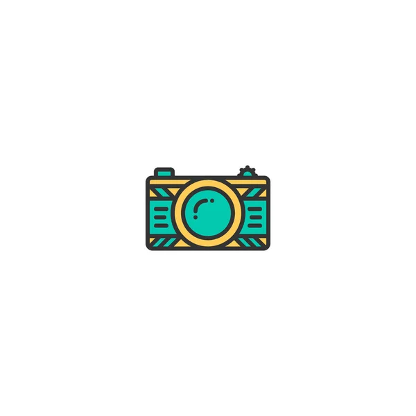 Diseño del icono de la cámara fotográfica. Fotografía y video icono de diseño de vectores — Vector de stock