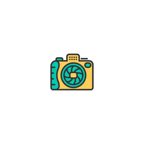 Diseño del icono de la cámara fotográfica. Fotografía y video icono de diseño de vectores — Vector de stock