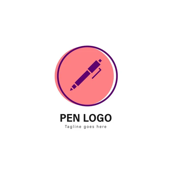 Modèle de logo de stylo. Stylo logo avec design vectoriel cadre moderne — Image vectorielle