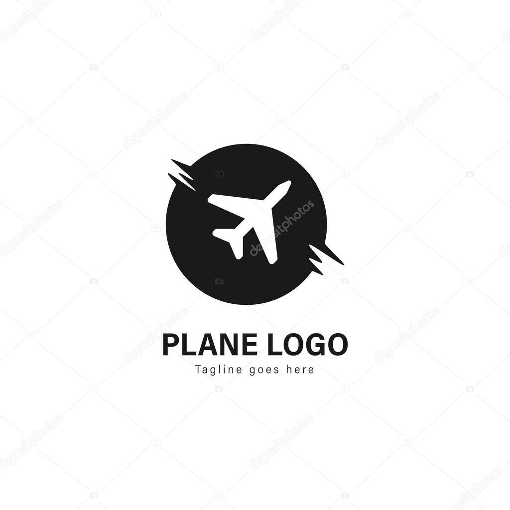 Plane logo template design. Plane logo with modern frame isolated on white background