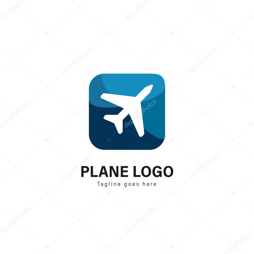 Plane logo template design. Plane logo with modern frame isolated on white background