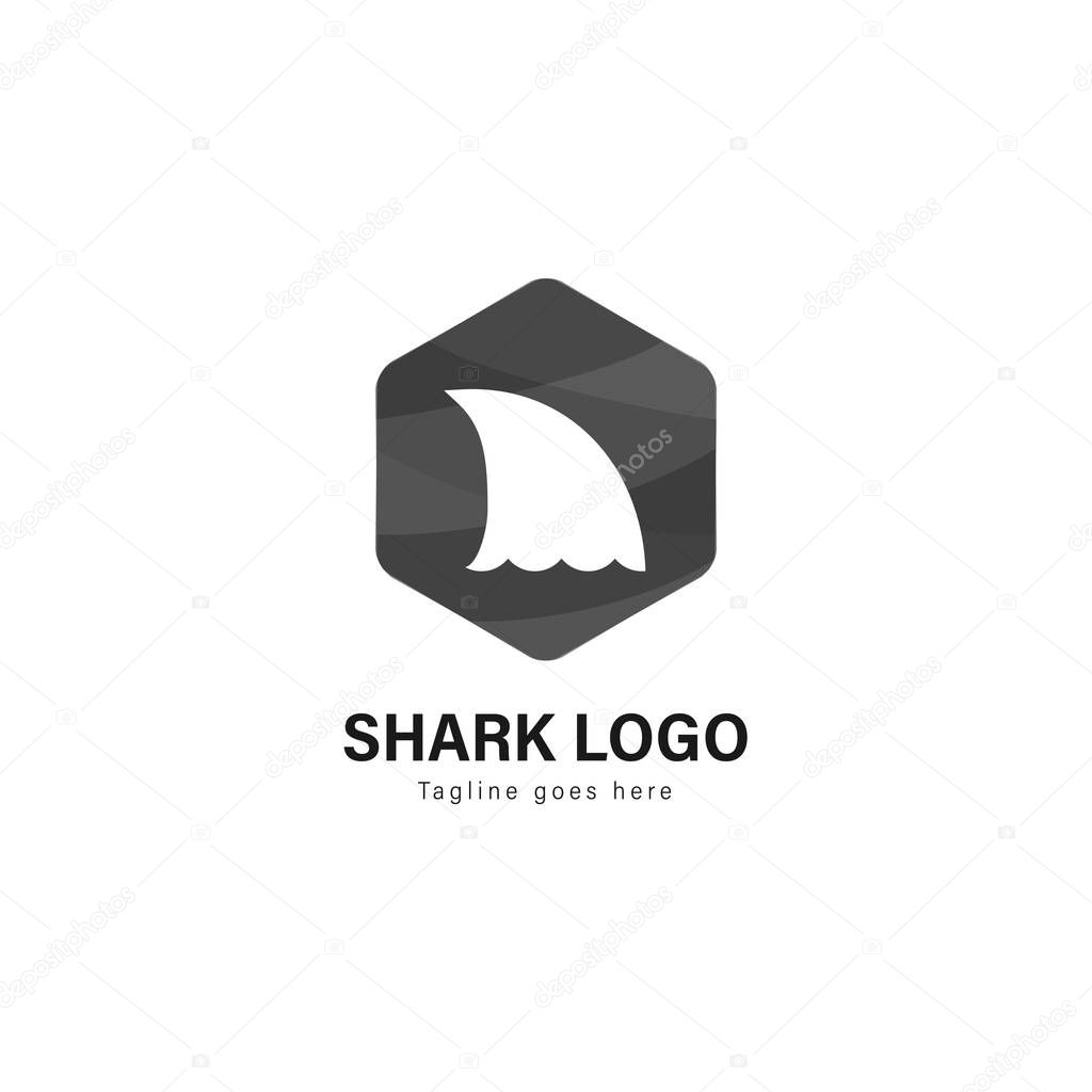 Shark logo template design. Shark logo with modern frame isolated on white background
