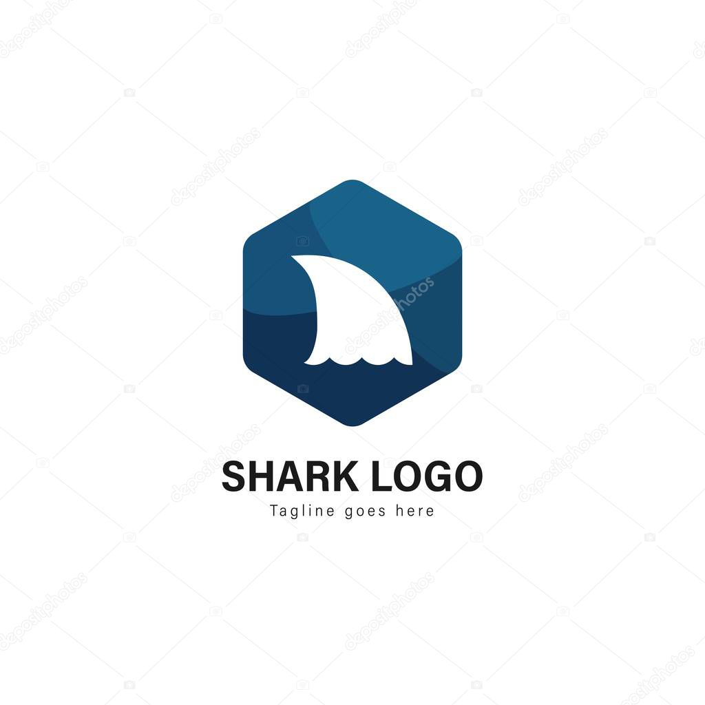 Shark logo template design. Shark logo with modern frame isolated on white background
