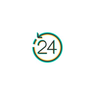 24 Saat simgesi tasarım. Alışveriş simge vektör tasarımı