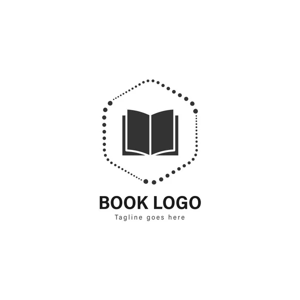 Kitap logo şablonu tasarım. Modern çerçeve ile kitap logo — Stok Vektör