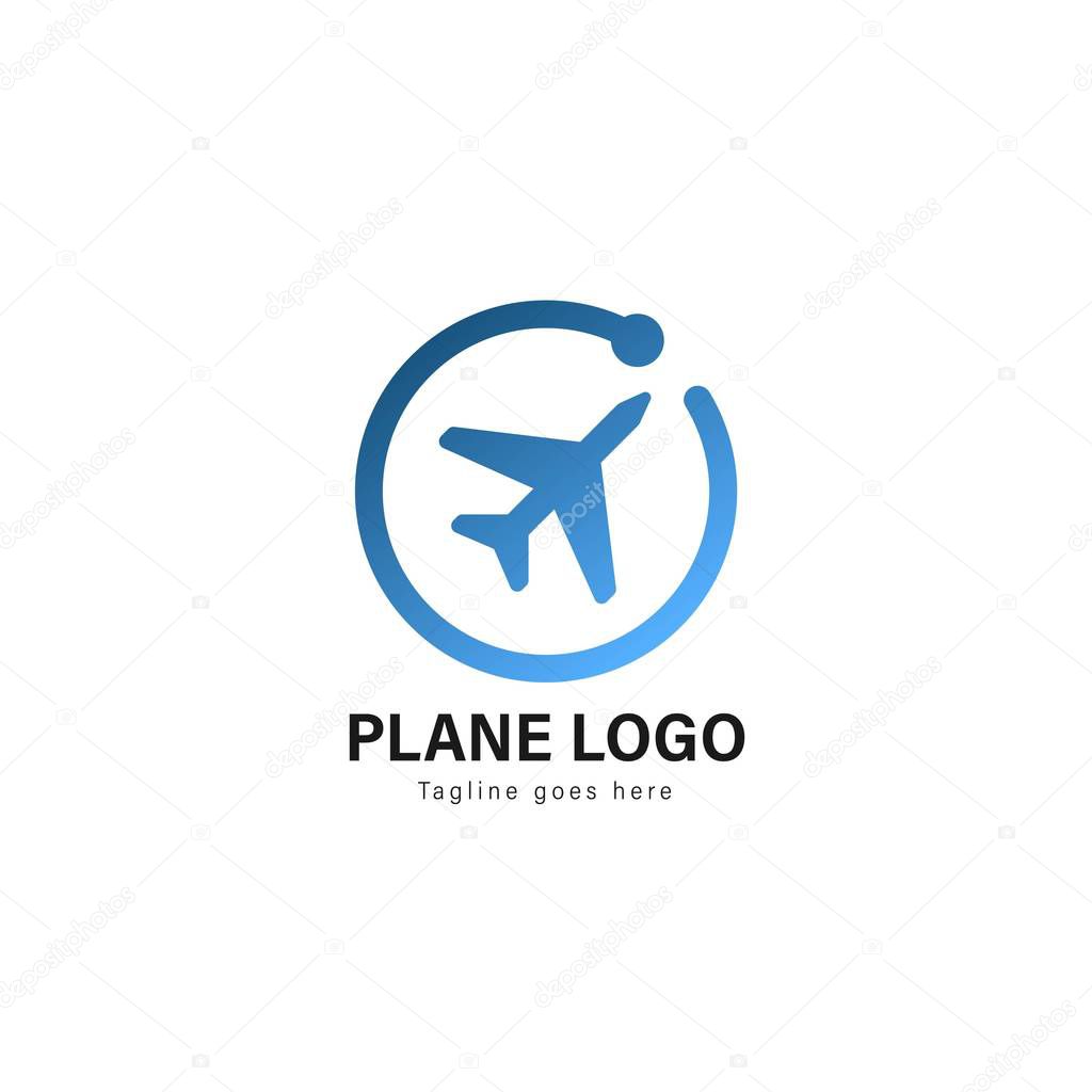Plane logo template design. Plane logo with modern frame isolated on white background