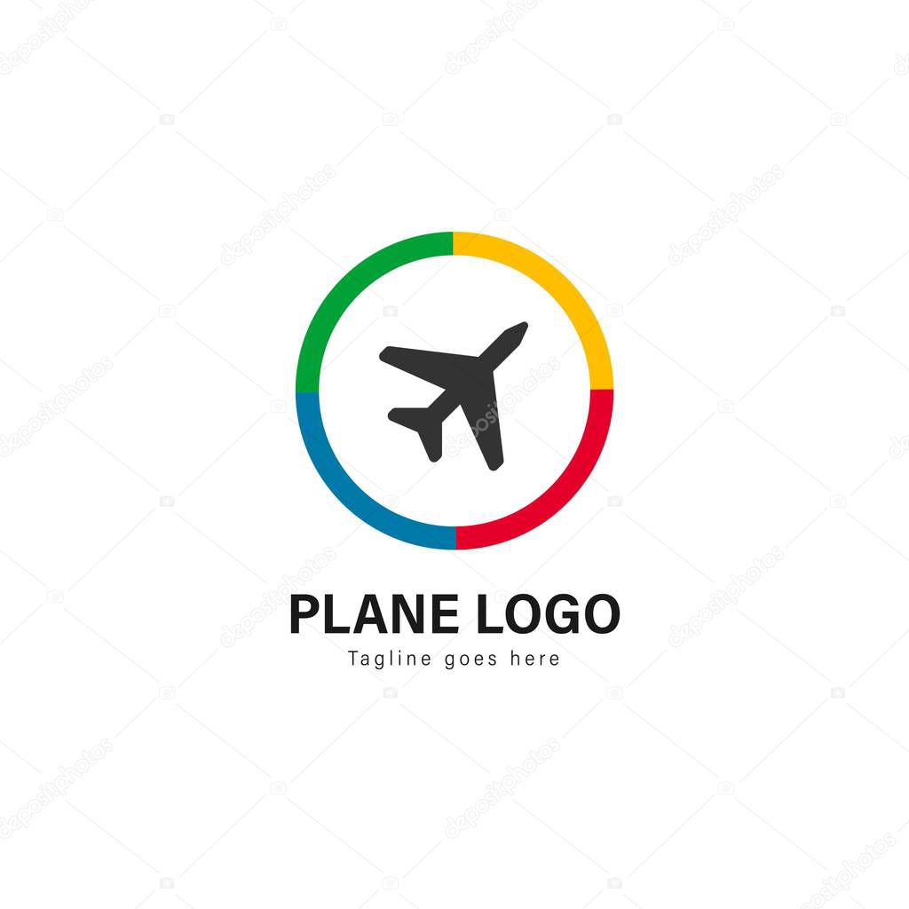 Plane logo template design. Plane logo with modern frame isolated on white background