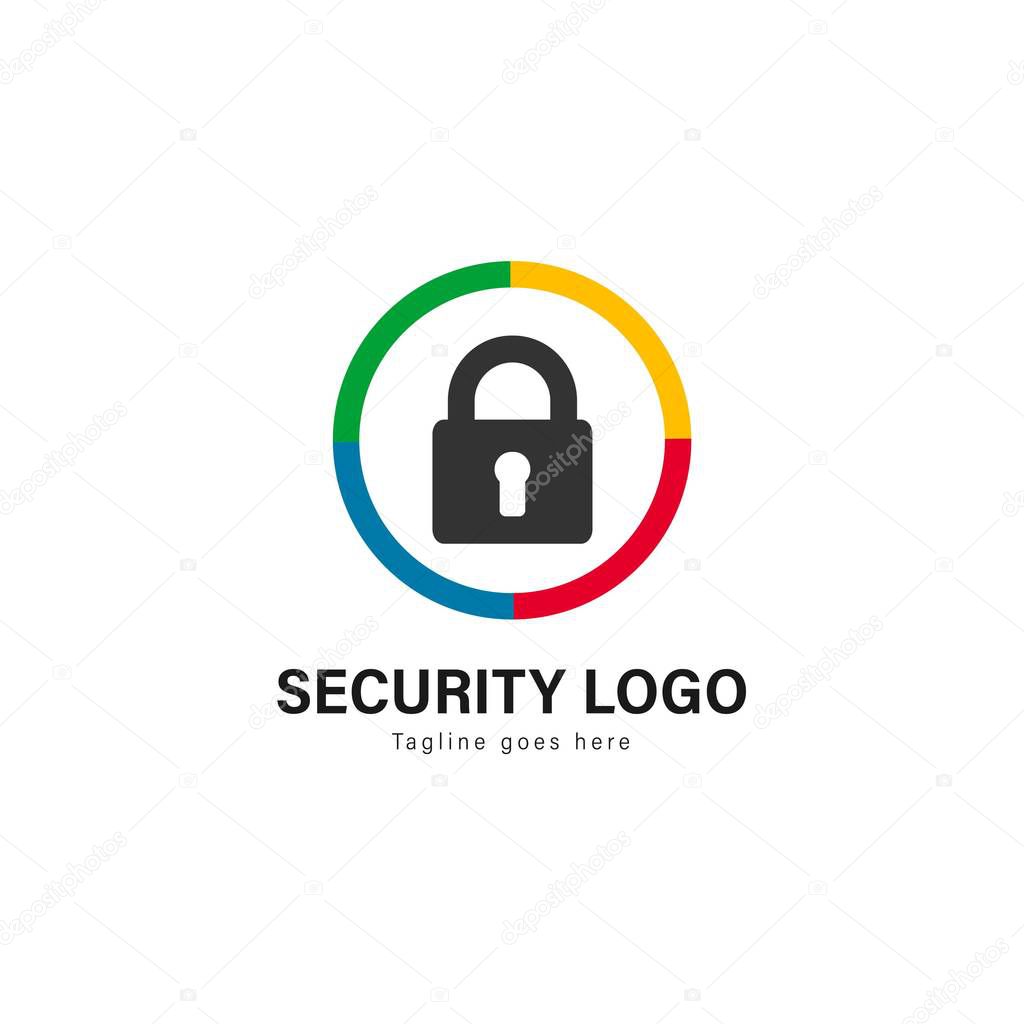 Security logo template design. Security logo with modern frame isolated on white background