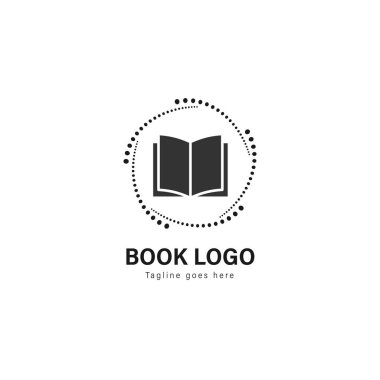 Kitap logo şablonu tasarım. Modern çerçeve vektör tasarımı ile kitap logo