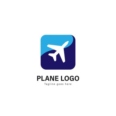 Uçak logo şablonu tasarım. Uçak logosu ile modern çerçeve vektör tasarımı