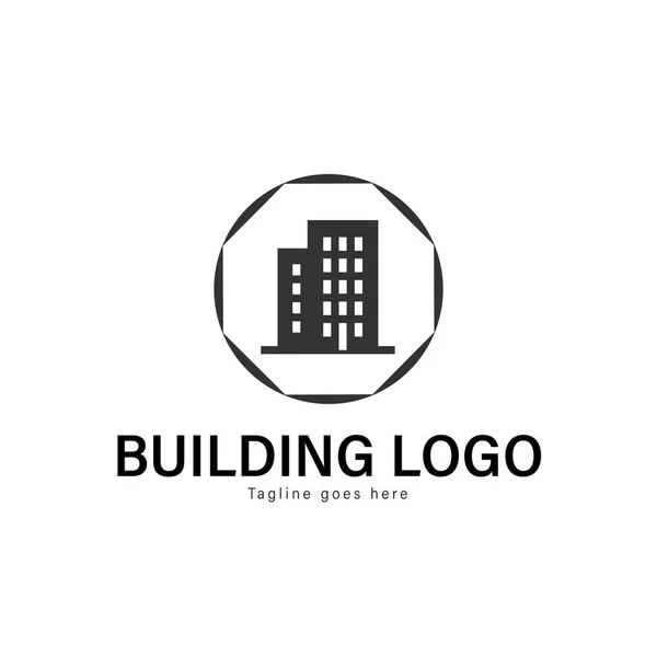Logo sjabloon gebouwontwerp. Gebouw met moderne frame vector design logo — Stockvector