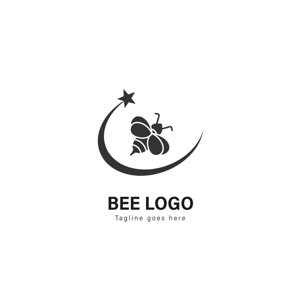 Modèle de logo abeille design. Logo abeille avec design vectoriel cadre moderne — Image vectorielle