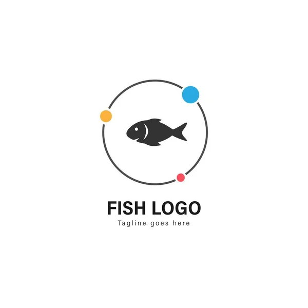 Diseño de plantilla de logotipo de pescado. Logo de pescado con diseño de vectores de marco moderno — Vector de stock