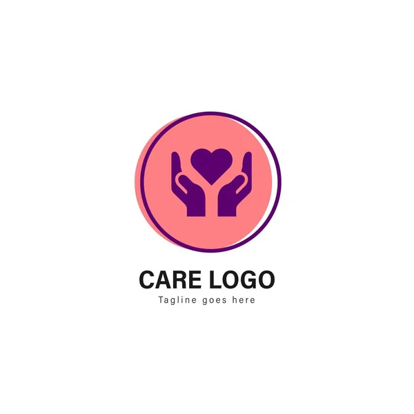 Design de modelo de logotipo de cuidados. Logotipo do cuidado com design de vetor de quadro moderno —  Vetores de Stock